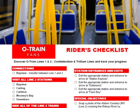 O-Train Fans Rider's Checklist - Second Edition - Oct 2019